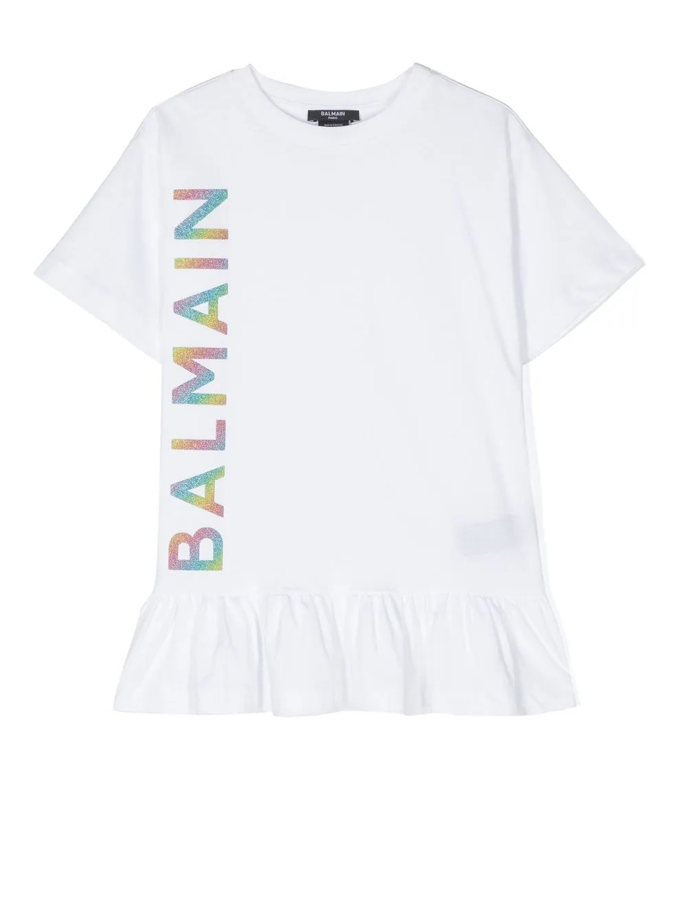 Balmain Kids' Logo Cotton Jersey Dress In White