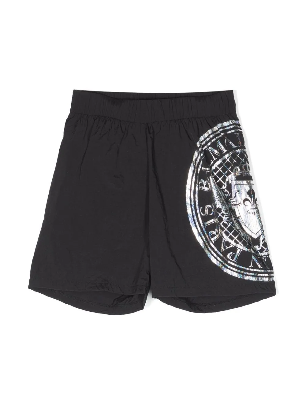 

Balmain Kids shorts de playa con motivo de distintivo - Negro