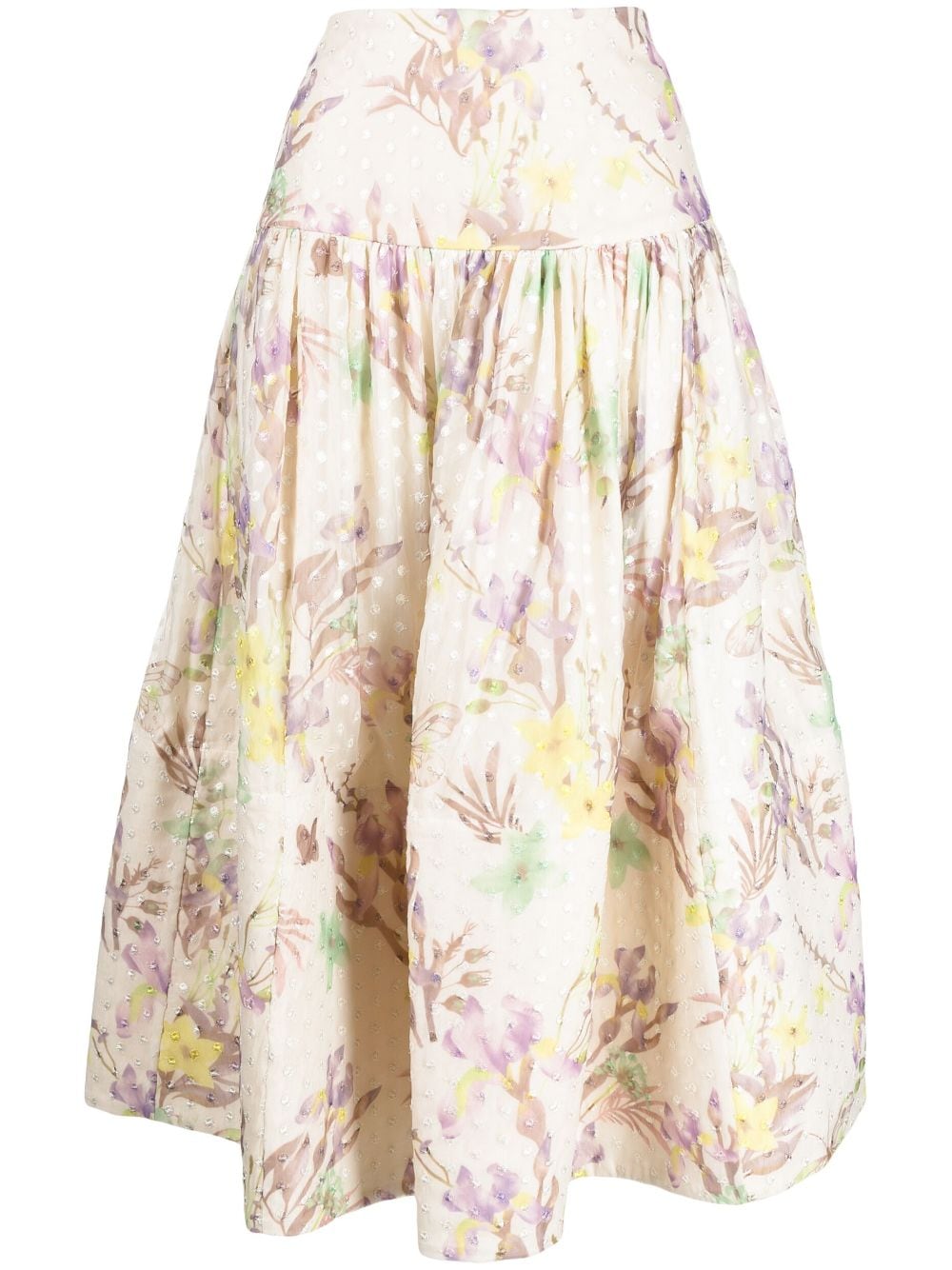 Alexis floral-print midi skirt - Neutrals