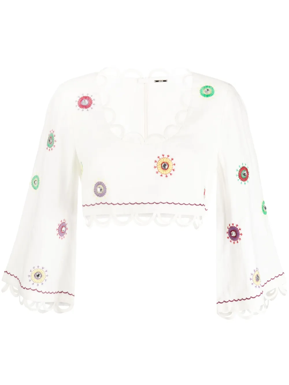 Alexis scalloped-edge cropped top - White