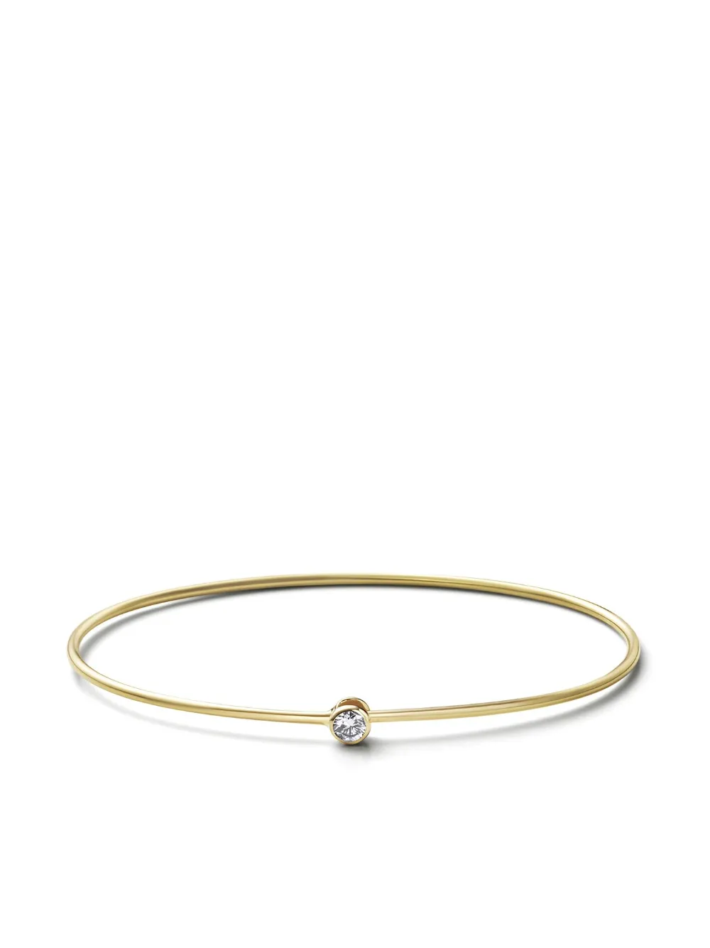 SHIHARA 18KT YELLOW GOLD ONE STONE HOOP DIAMOND BANGLE