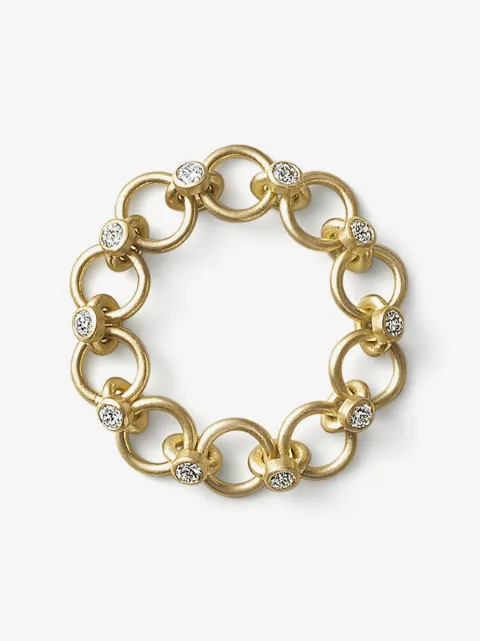 Shihara anillo Link 02 en oro amarillo de 18kt con diamantes