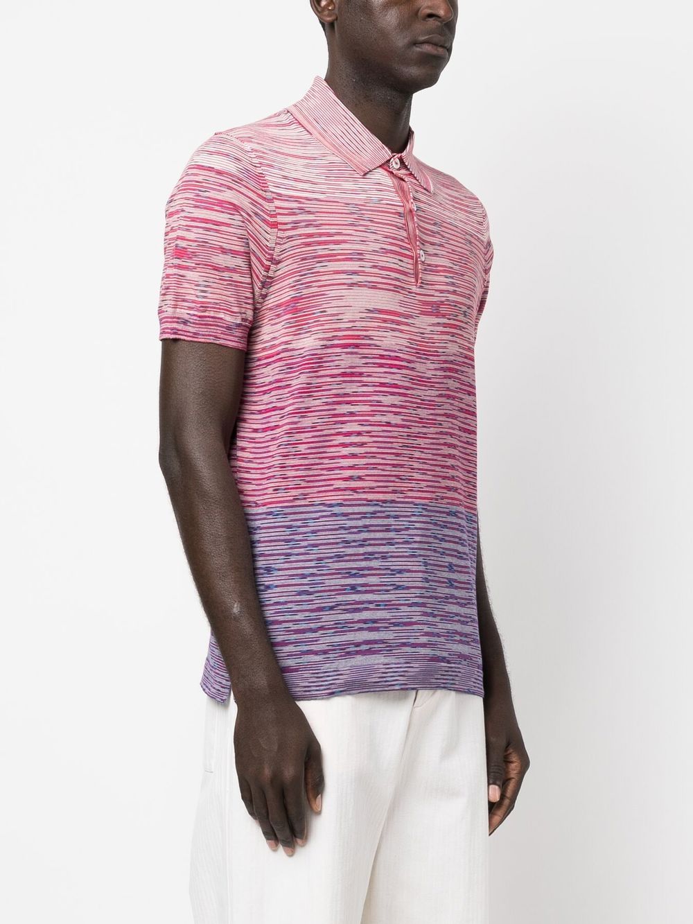 Shop Missoni Fine-knit Short-sleeve Polo Shirt In 红色