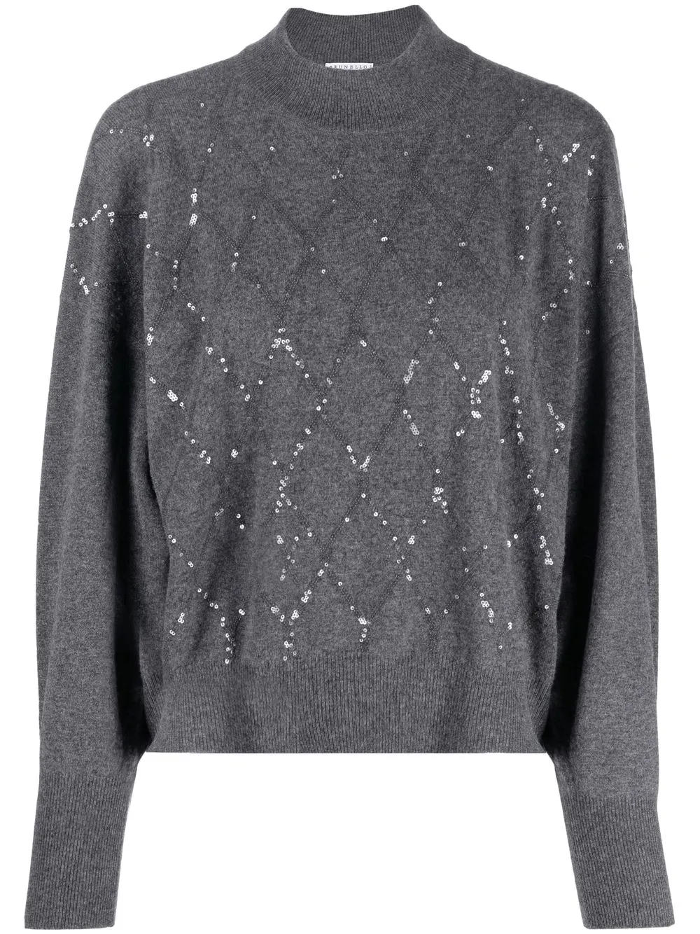 

Brunello Cucinelli sequin mock neck jumper - Grey