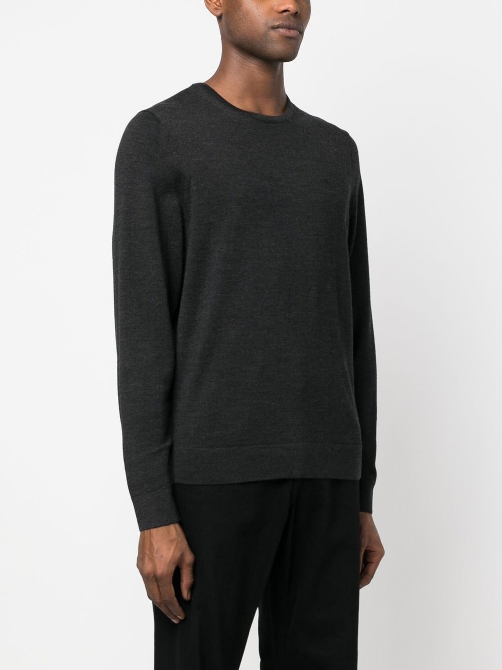 Shop Calvin Klein Superior Wool Crewneck Jumper In Black