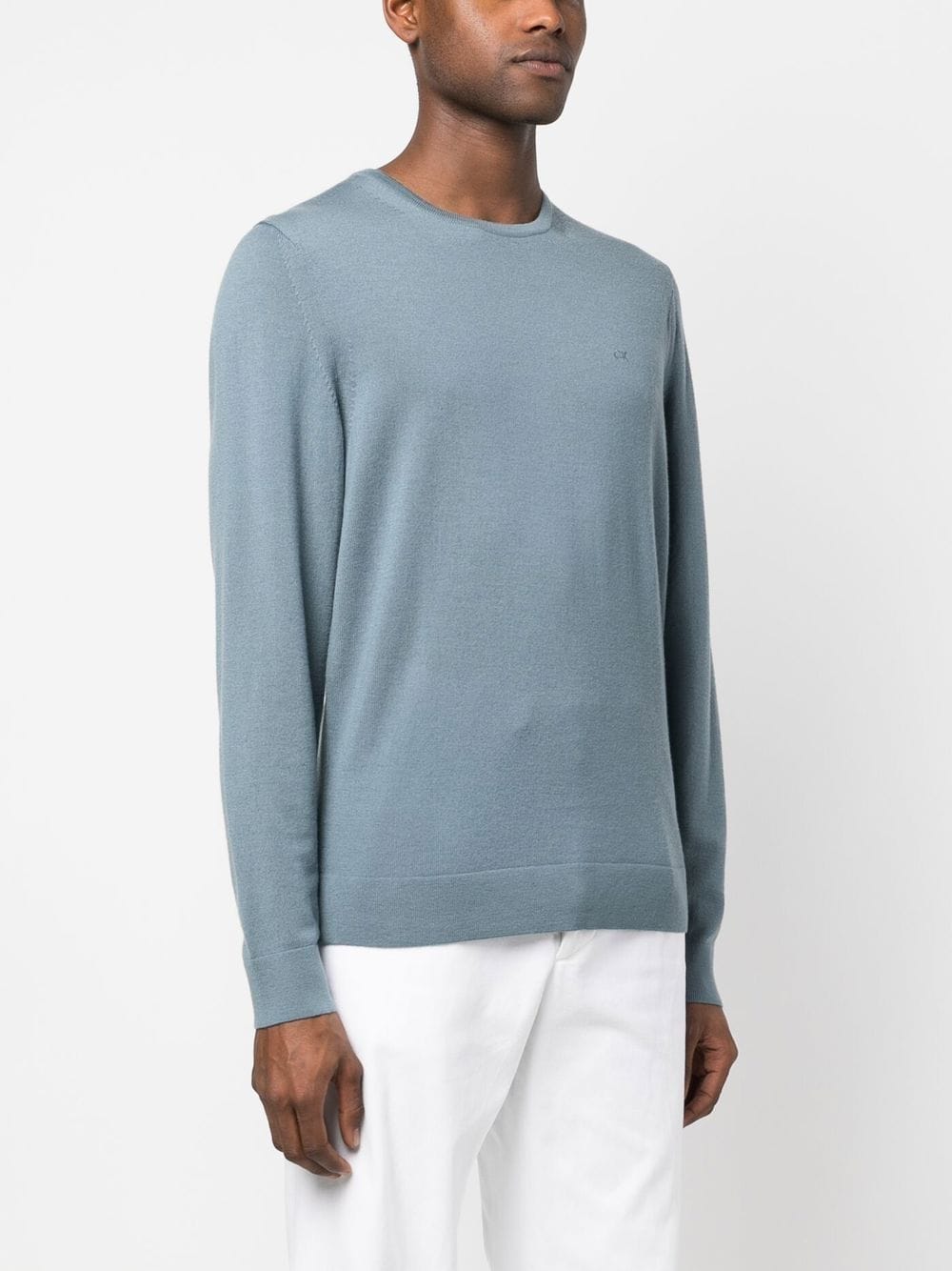 Shop Calvin Klein Superior Wool Crewneck Jumper In Grey