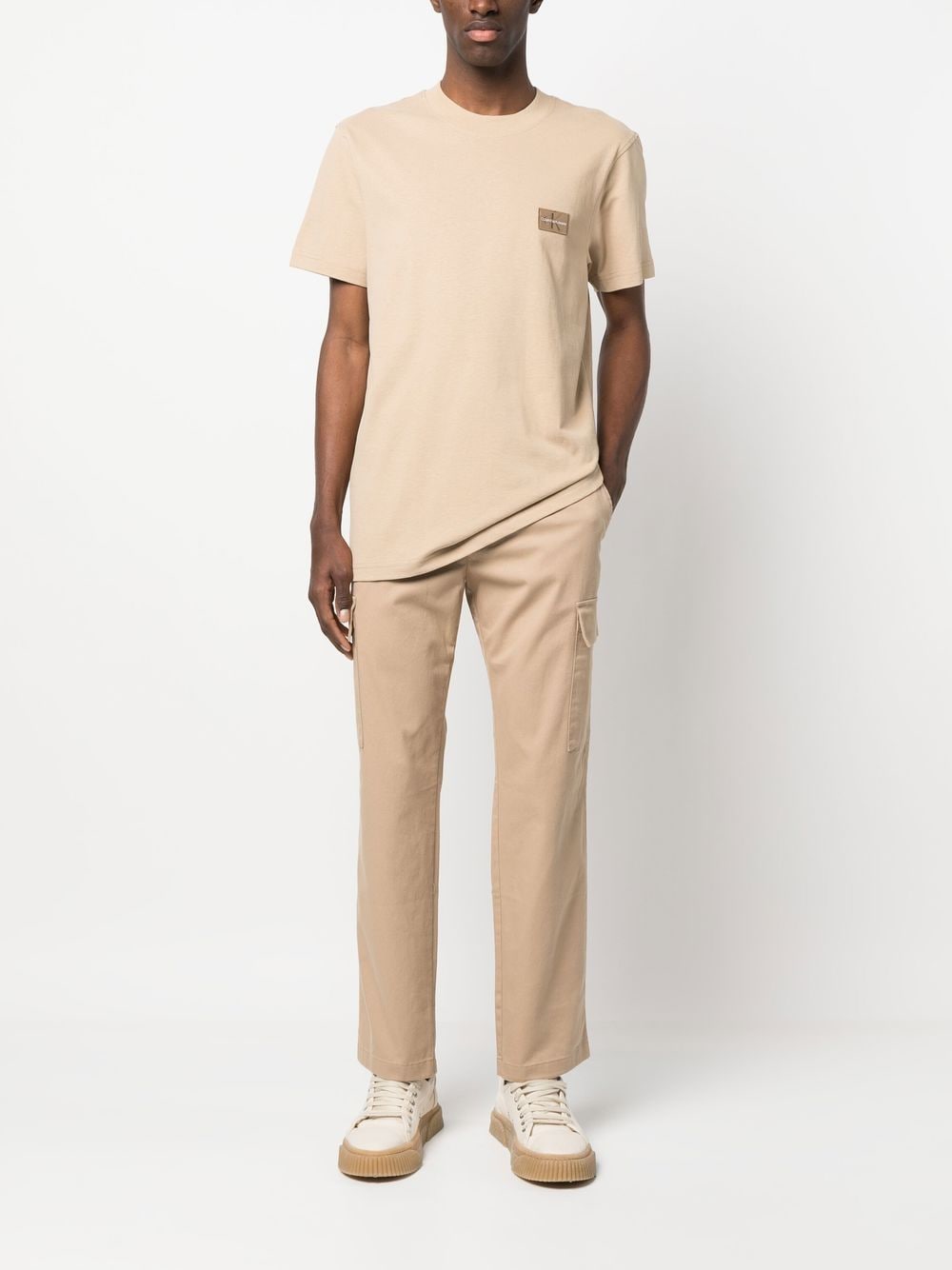 Shop Calvin Klein Straight-cut Leg Cargo Trousers In Neutrals