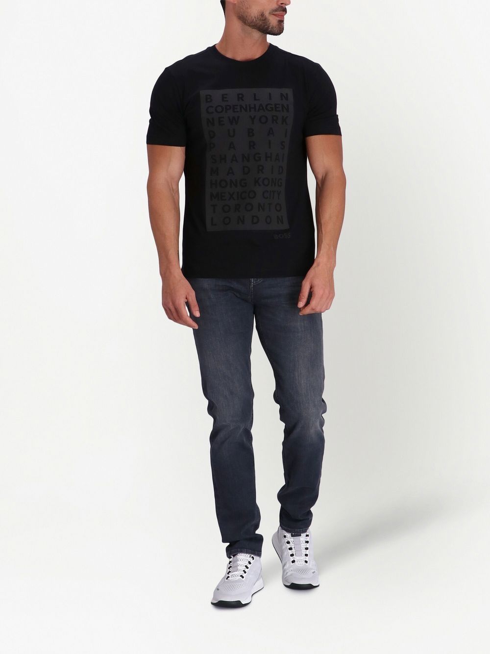 BOSS T-shirt met logoprint - Zwart