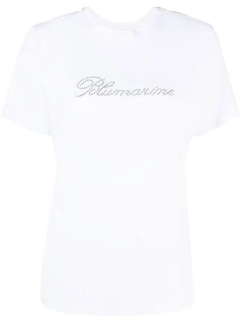 Blumarine rhinestone-logo cotton T-shirt