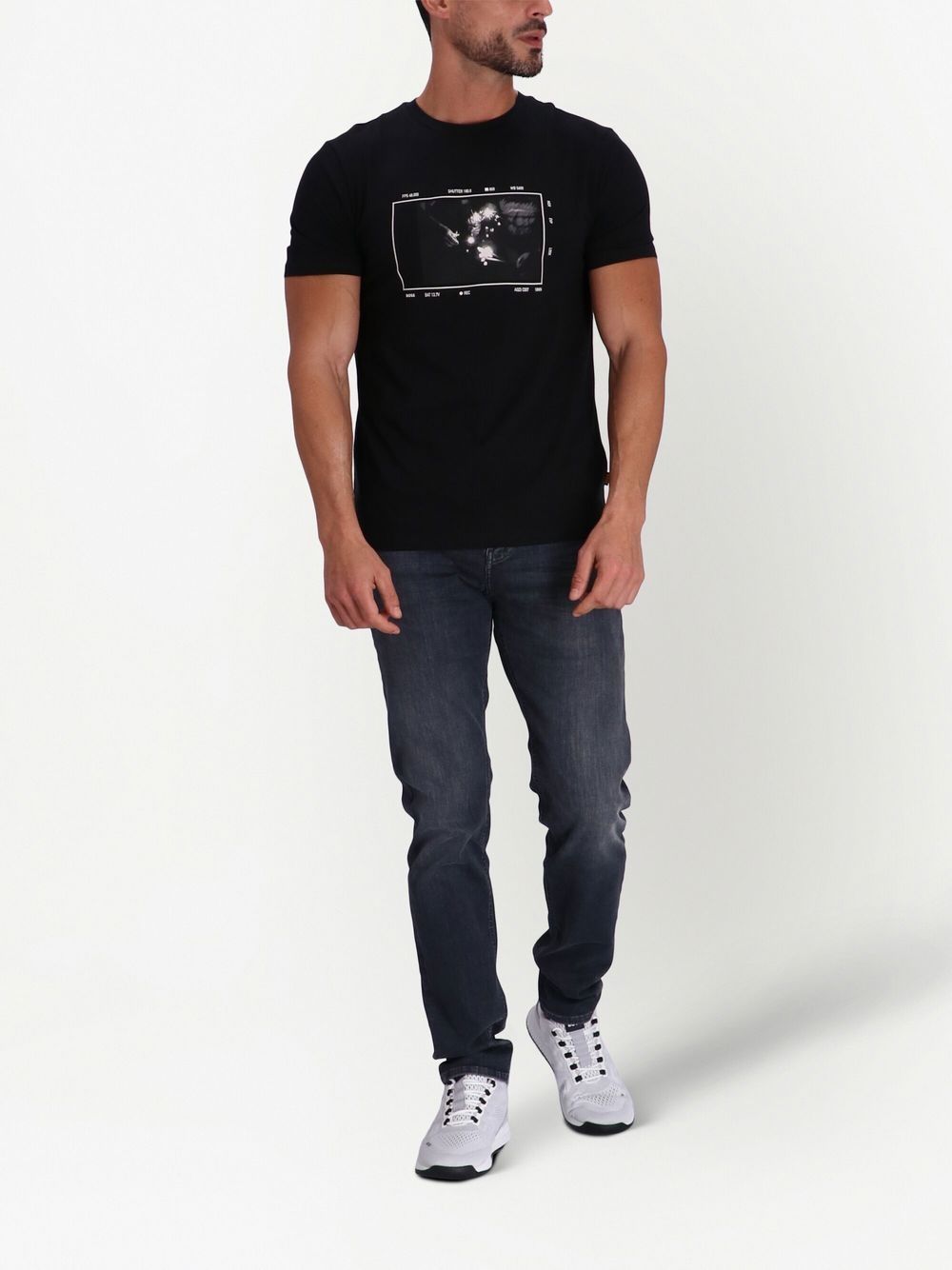 BOSS seasonal graphic-print T-shirt - Zwart