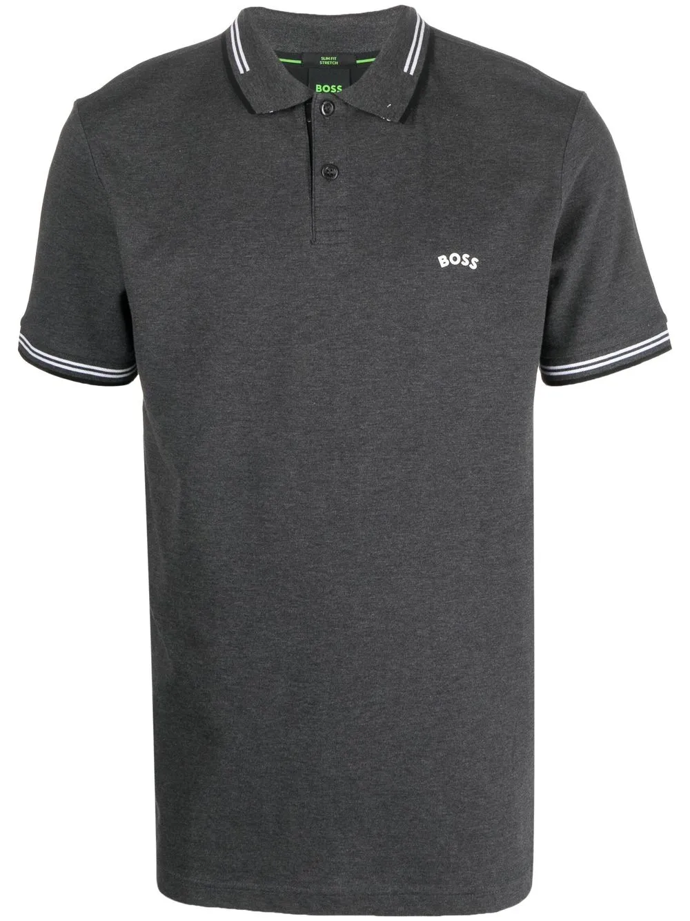 

BOSS playera tipo polo con logo estampado - Gris