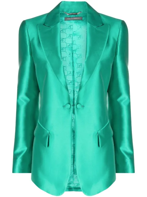 Alberta Ferretti satin-trim single-breasted blazer 