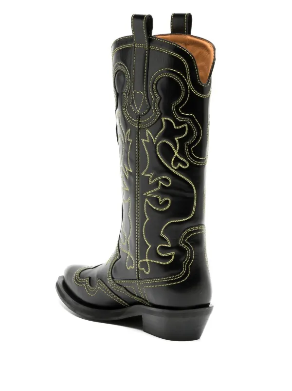 Rummet Had Stewart ø GANNI contrast-stitch Leather Cowboy Boots - Farfetch