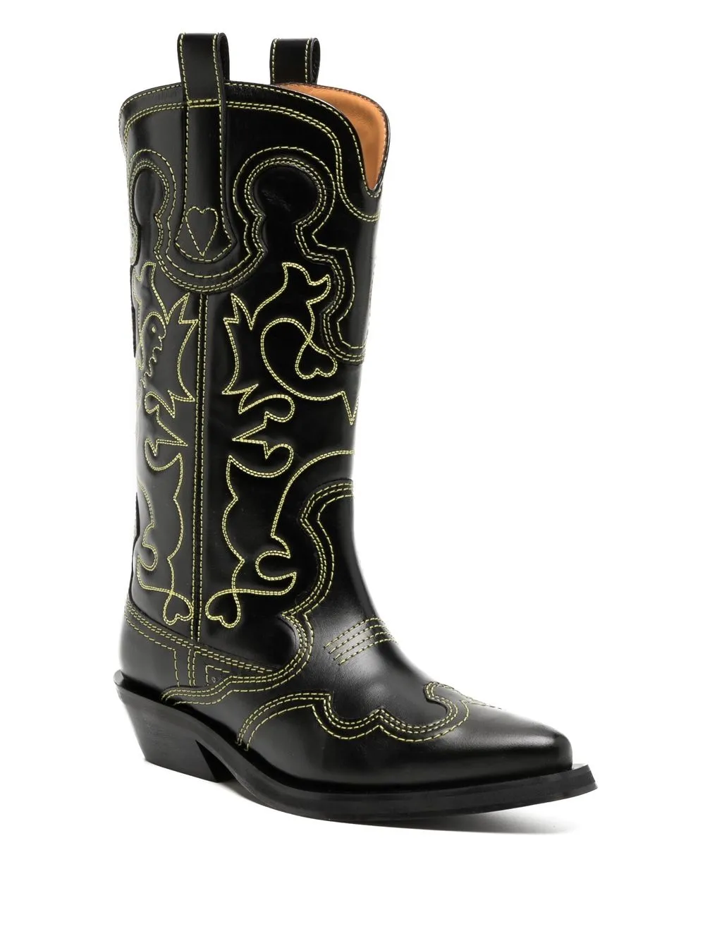 Ganni black shop cowboy boots