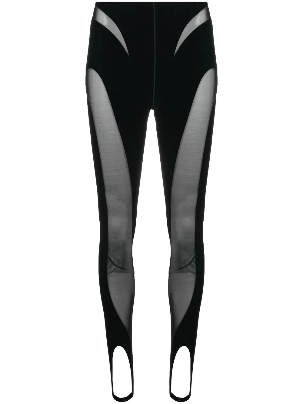 

Mugler semi-sheer spiral panelled leggings - Black