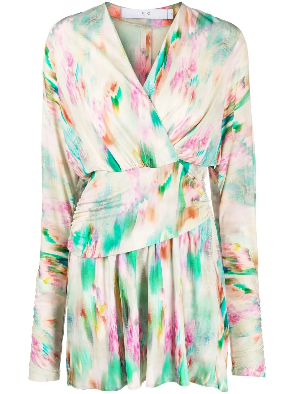 Iro Abstract-print Long-sleeve Mini Dress In Grün