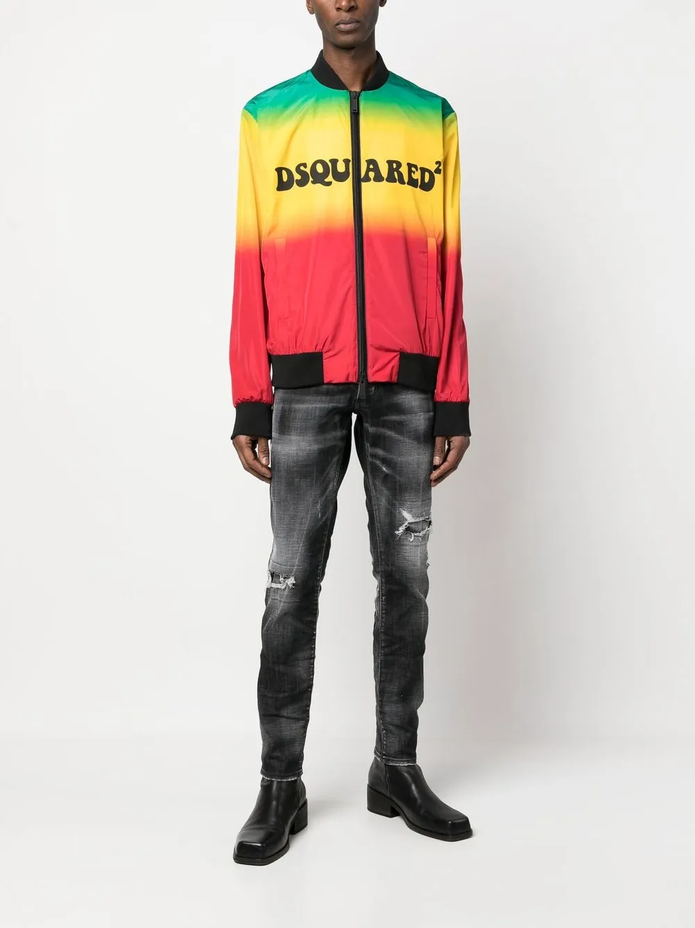 Dsquared2 Distressed Drawstring Skinny Jeans In Blue