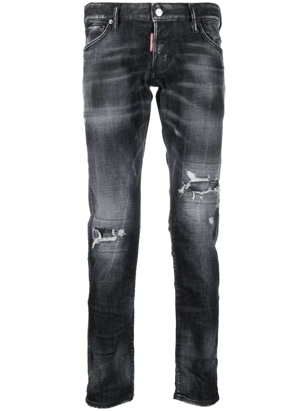 Dsquared2 Distressed Drawstring Skinny Jeans In Blue