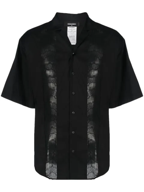 sheer-lace panelled shirt