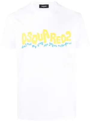 DSQUARED2 Ibra-print Cotton T-shirt | White | FARFETCH JO