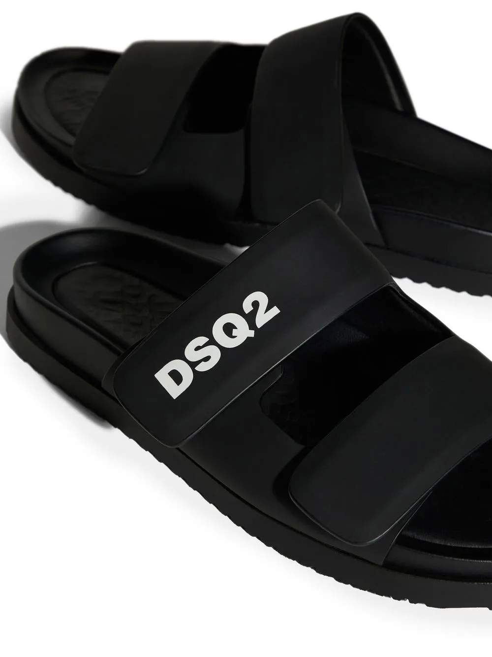 Shop Dsquared2 Touch-strap Calf-leather Sandals In Black