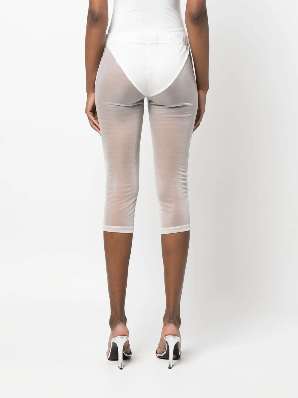 Dsquared2 Cropped Mesh Leggings In 白色