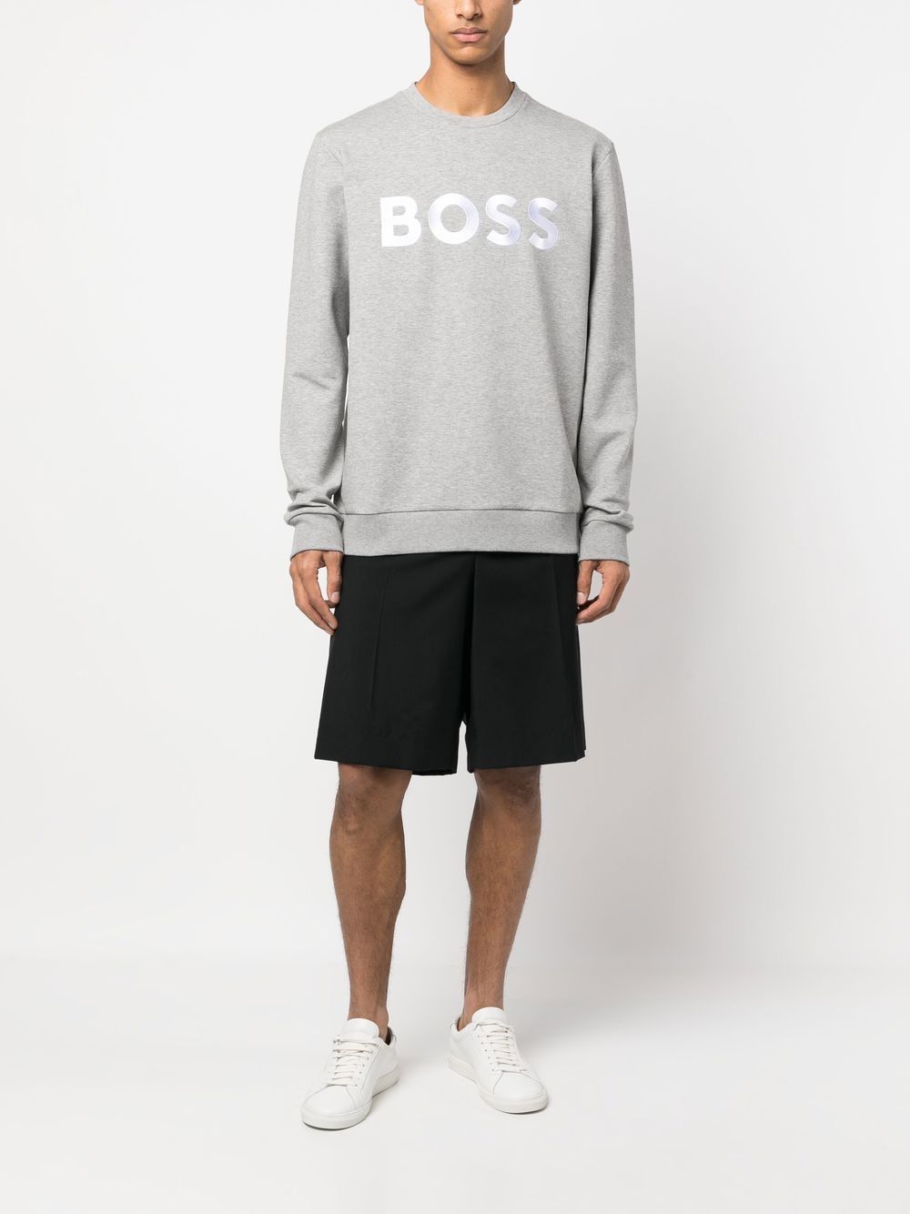 BOSS Sweater met logoprint - Grijs