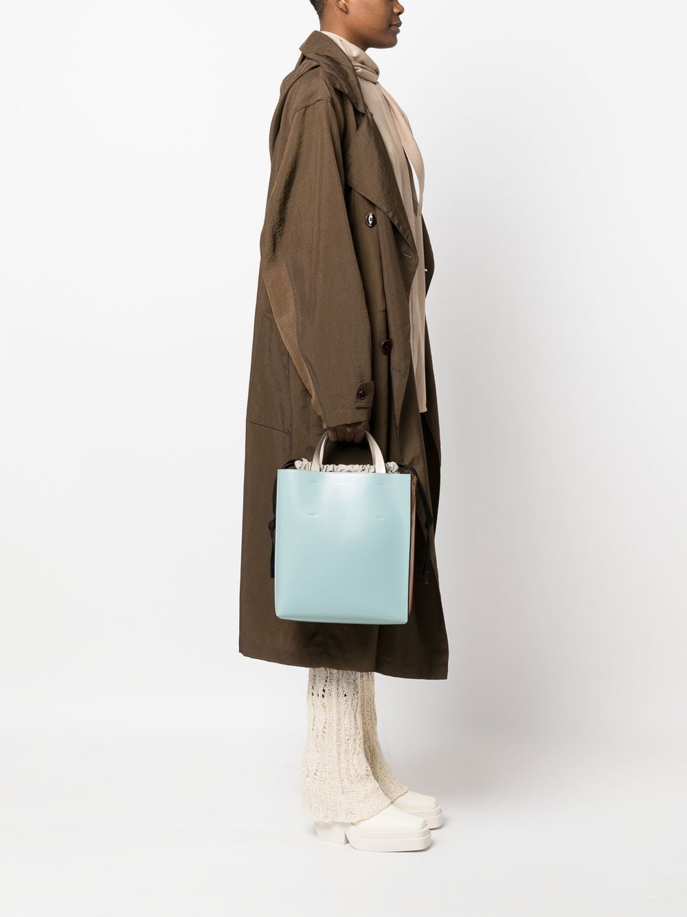 Shop Marni Museo Colour-block Tote In Blau