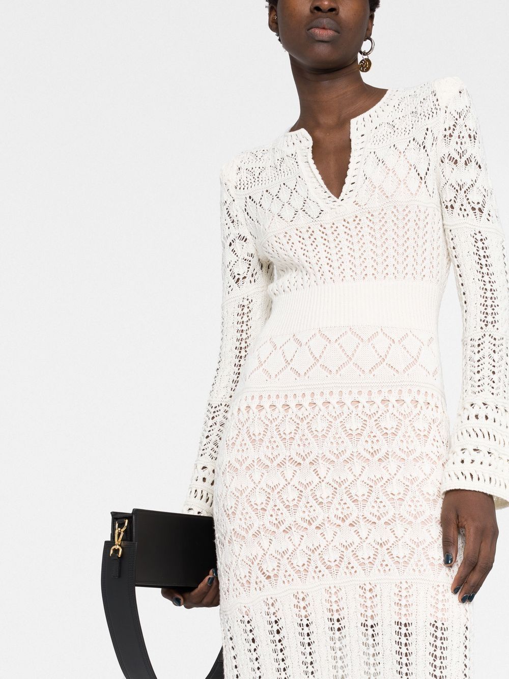 Shop Dorothee Schumacher Crochet-knit Midi Dress In White