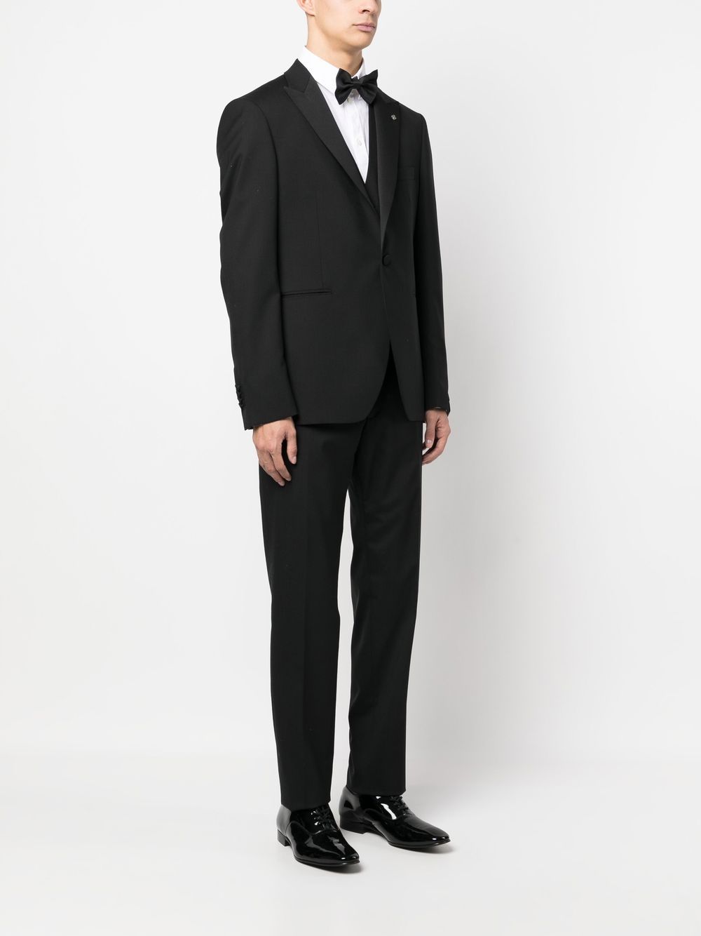 Shop Tagliatore Single-breasted Three-piece Tuxedo Suit In Black