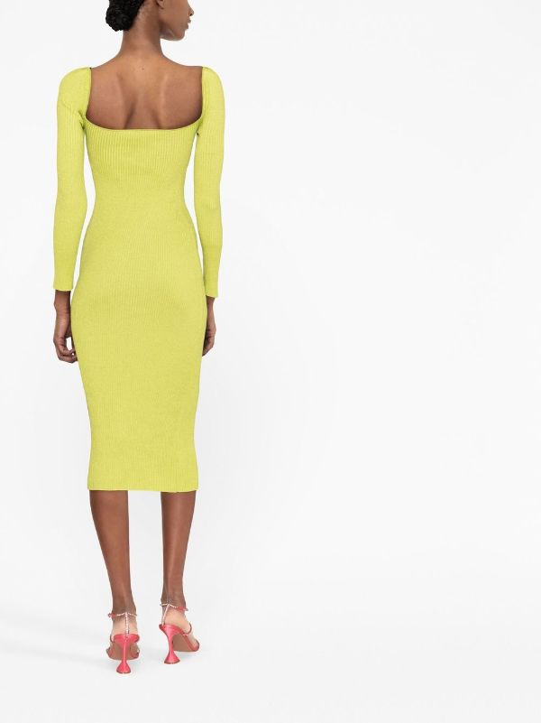 Neon yellow long outlet sleeve dress