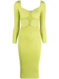 Self-Portrait long-sleeve knitted dress - Green