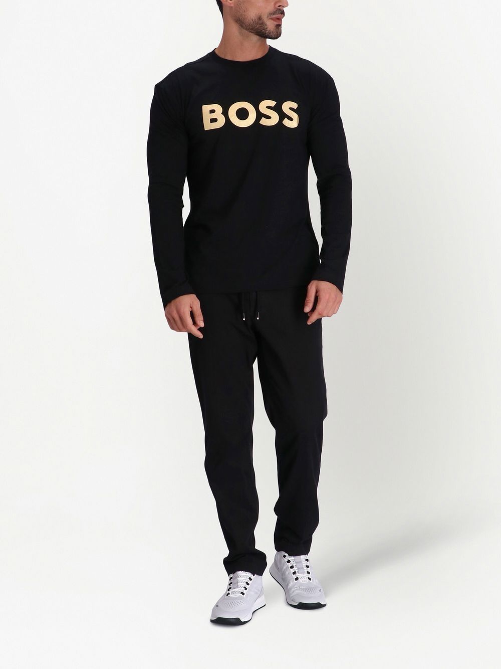 BOSS T-shirt met logoprint - Zwart
