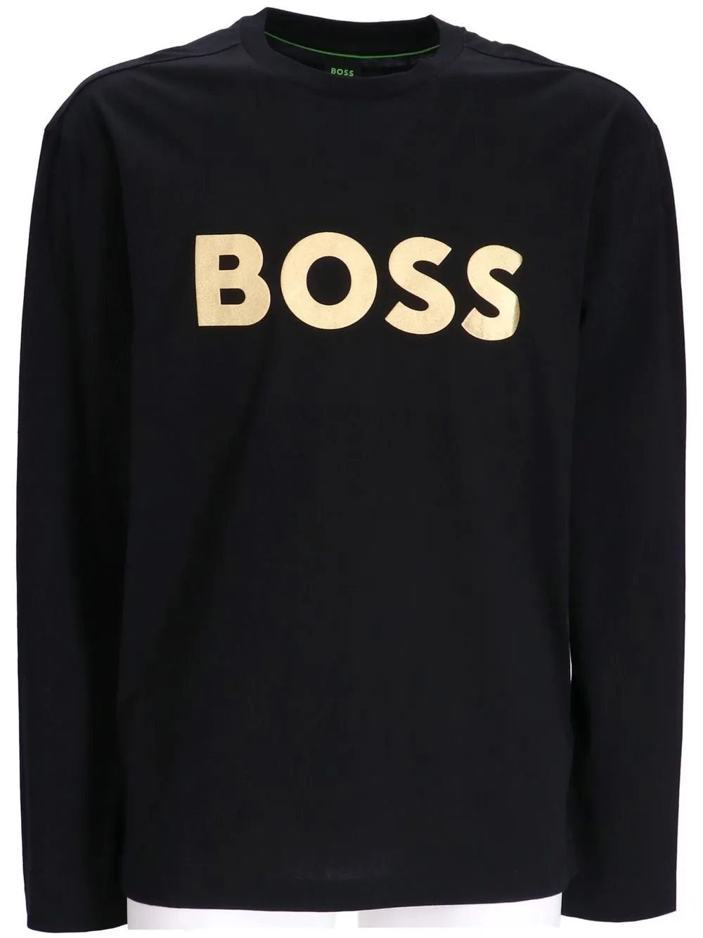

BOSS playera manga larga con logo estampado - Negro