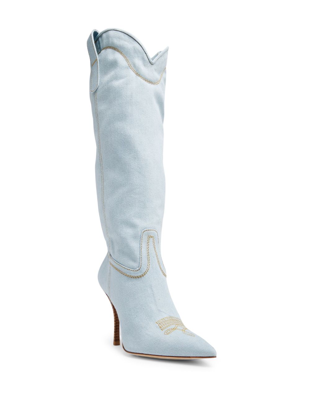 Shop Stuart Weitzman Western-style Denim High Boots In Blue