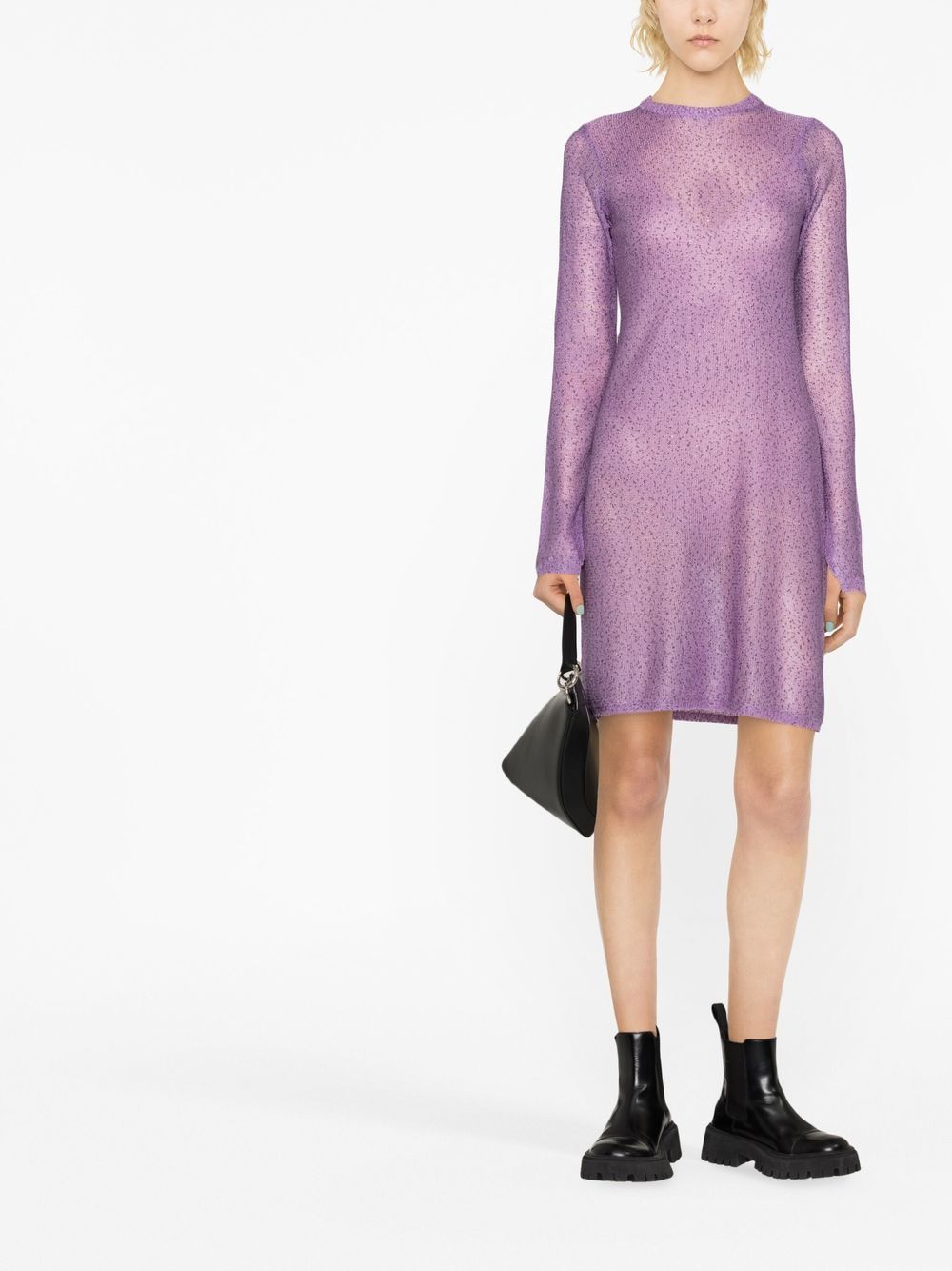 Shop Remain Sequin-embellished Knitted Jumper Dress In Purple