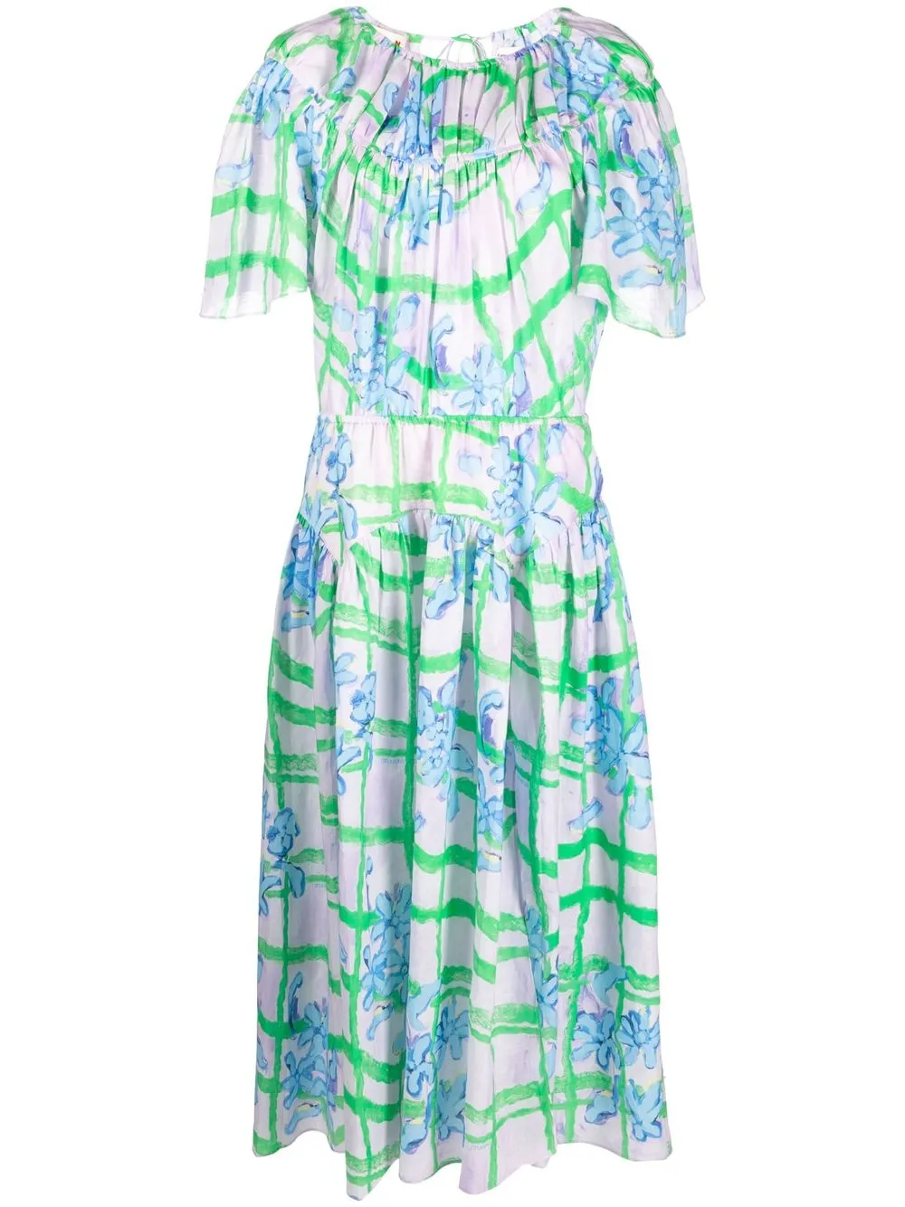 

Marni abstract floral-print midi dress - Blue