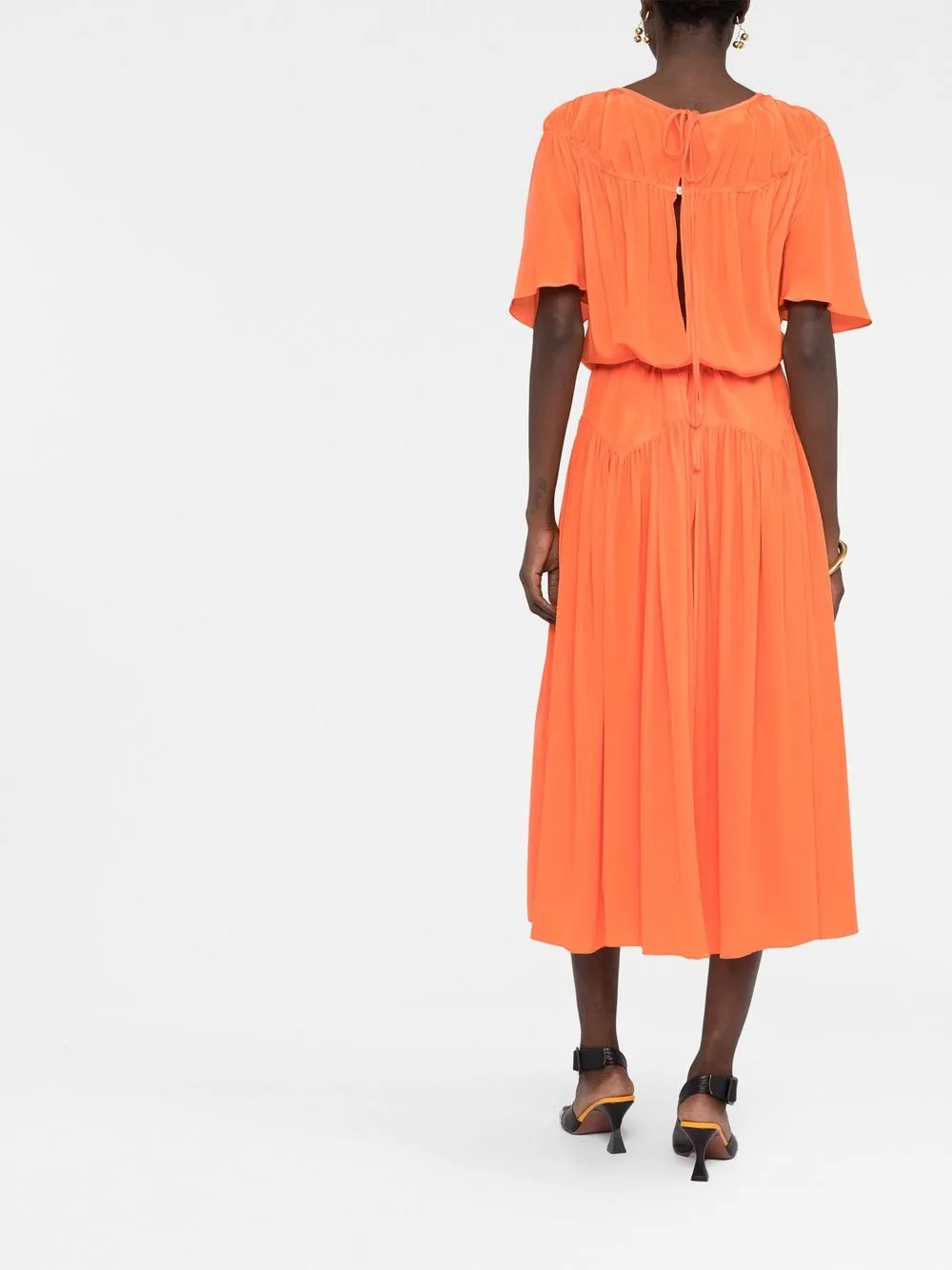 Marni ギャザー シルクドレス | オレンジ | FARFETCH JP
