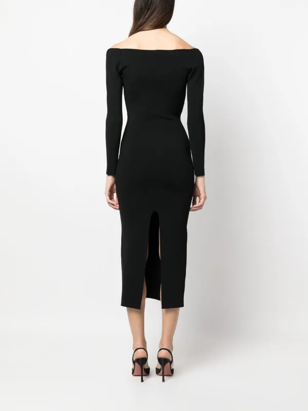 Roland Mouret V-neck long-sleeved Maxi Dress | Black | FARFETCH