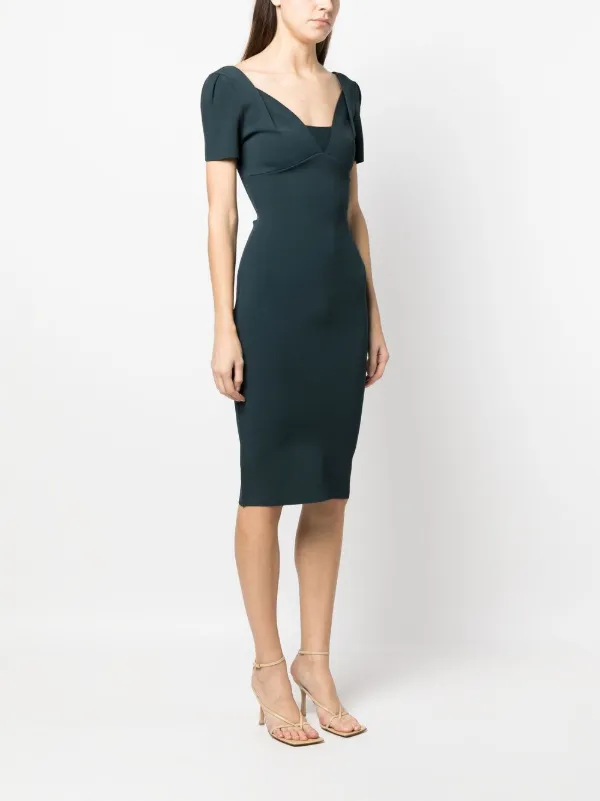 Roland Mouret Vネック ショートスリーブドレス | グリーン