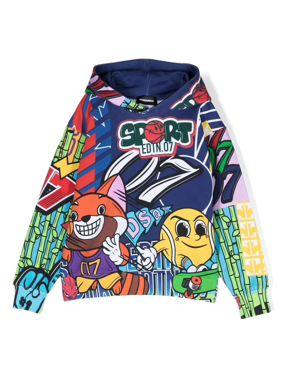 Dsquared2 Kids' Sport Edtn.07 Graphic-print Hoodie In Blue