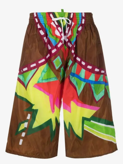 DSQUARED2 long graphic-print swim shorts