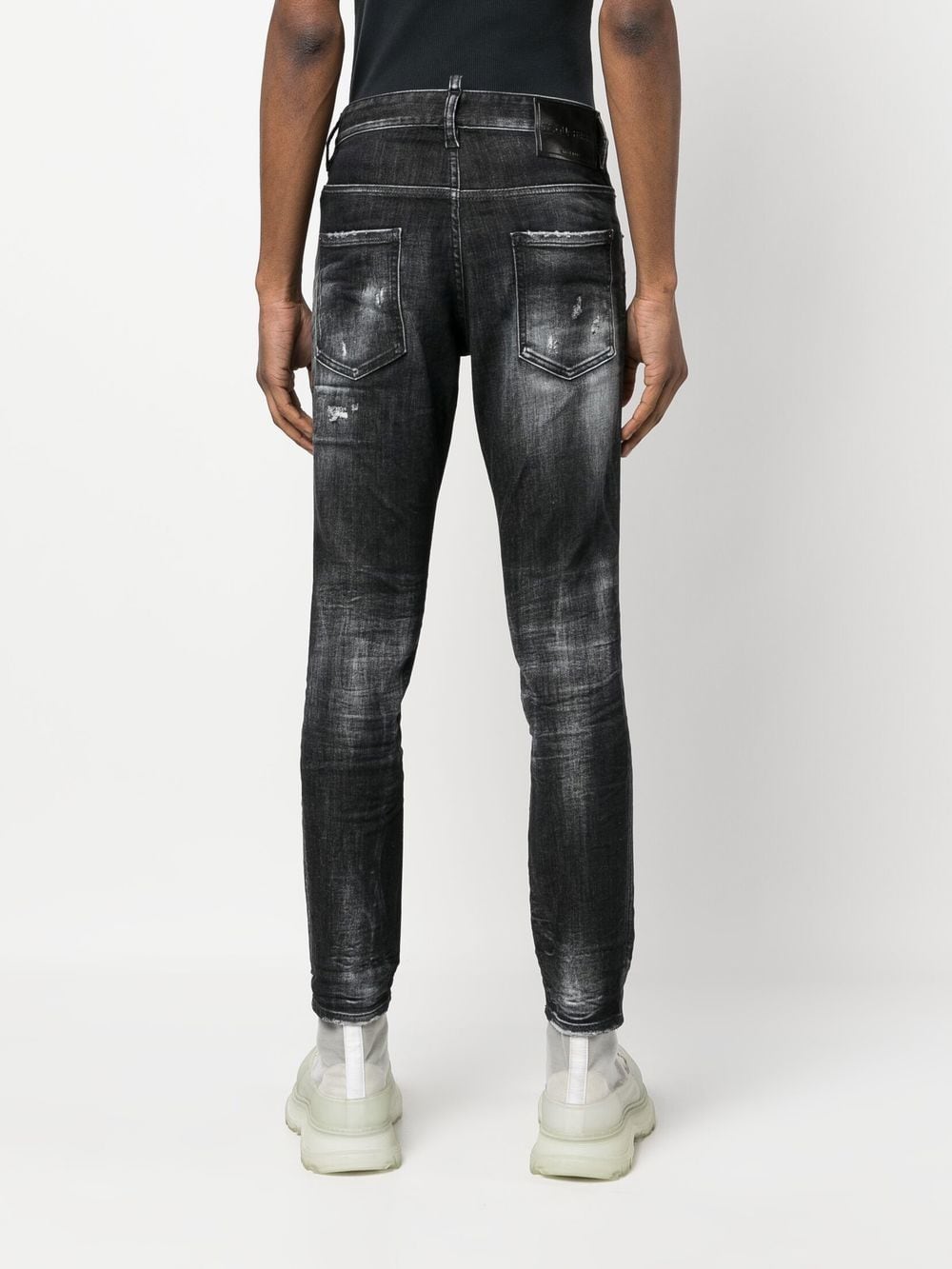 Shop Dsquared2 Faded Knees Jeans In Black