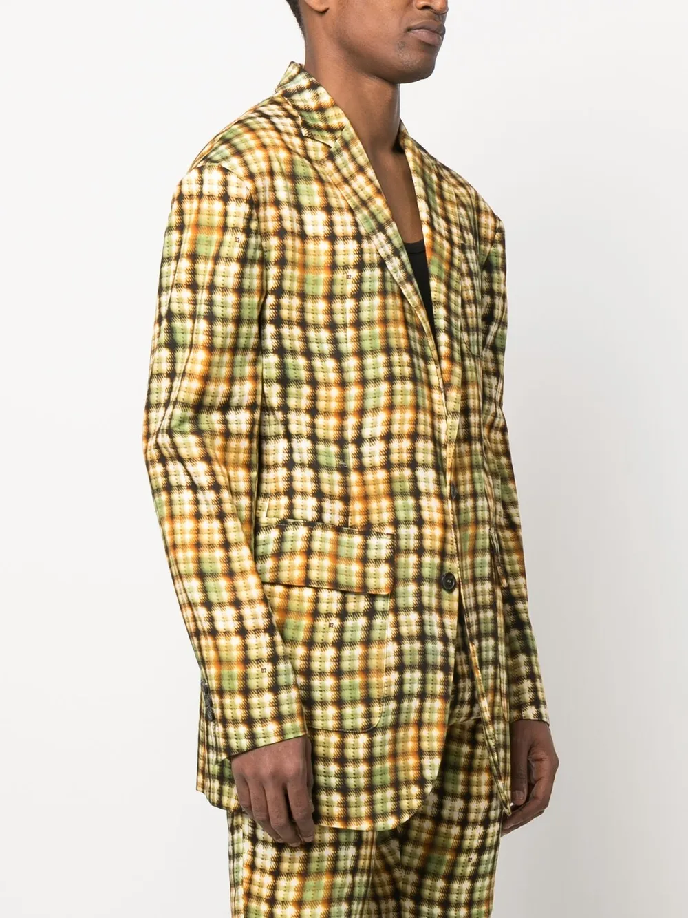 Dsquared2 Plaid-print Single-breasted Blazer In Gelb