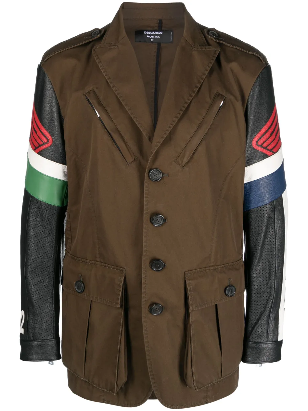 DSQUARED2 contrast-sleeve biker-style jacket | Brown | Image 1