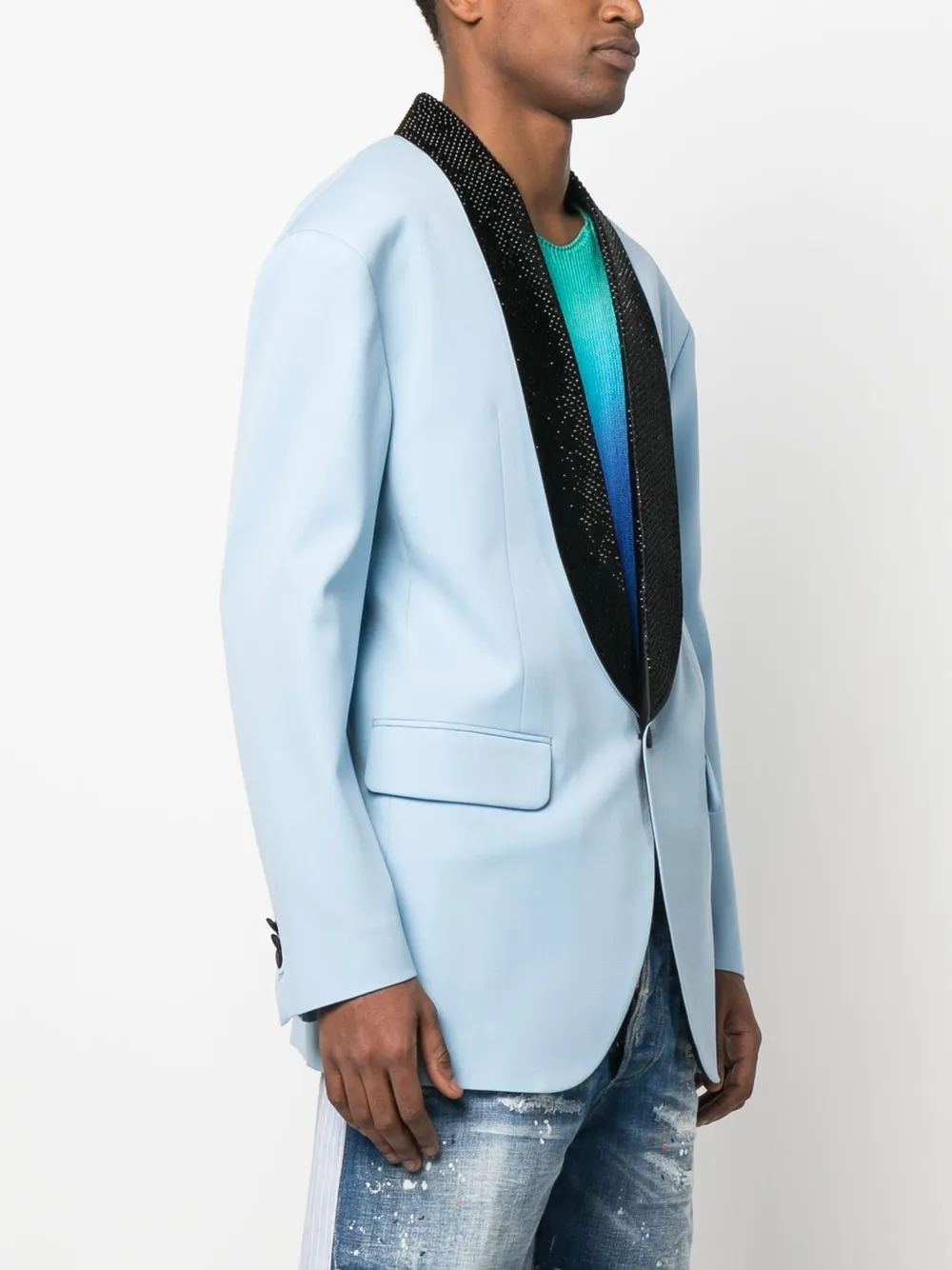 Dsquared2 Crystal-embellished Single-breasted Blazer In Blau