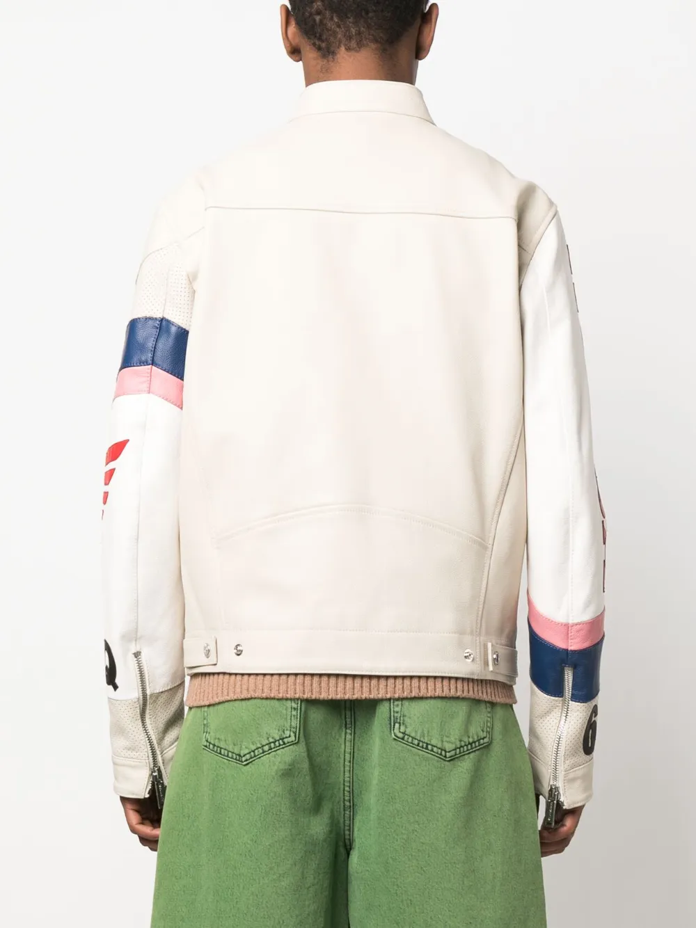 Dsquared2 Logo-patch Leather Biker Jacket In Nude
