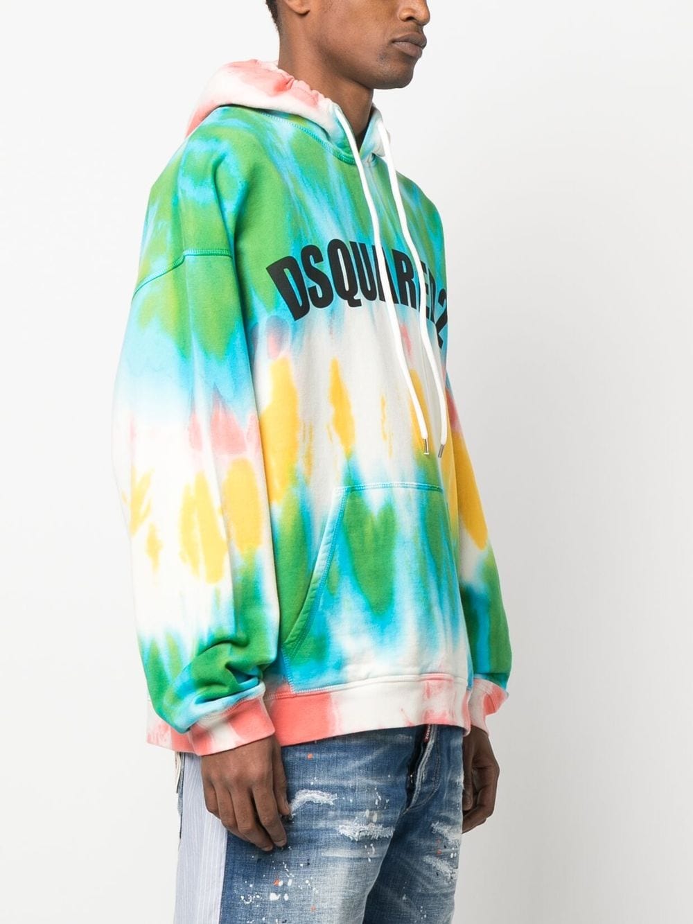 Shop Dsquared2 Tie-dye Cotton Hoodie In Blau