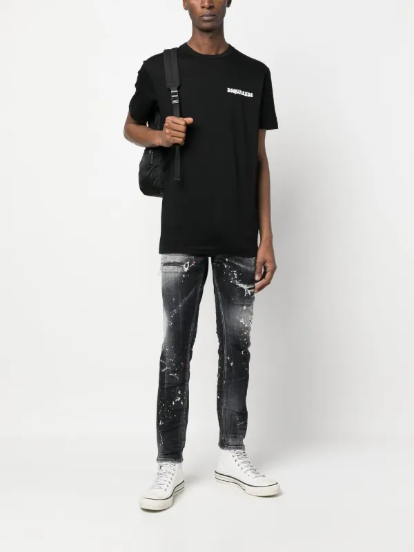 DSQUARED2 logo-print Cotton T-shirt | Black | FARFETCH