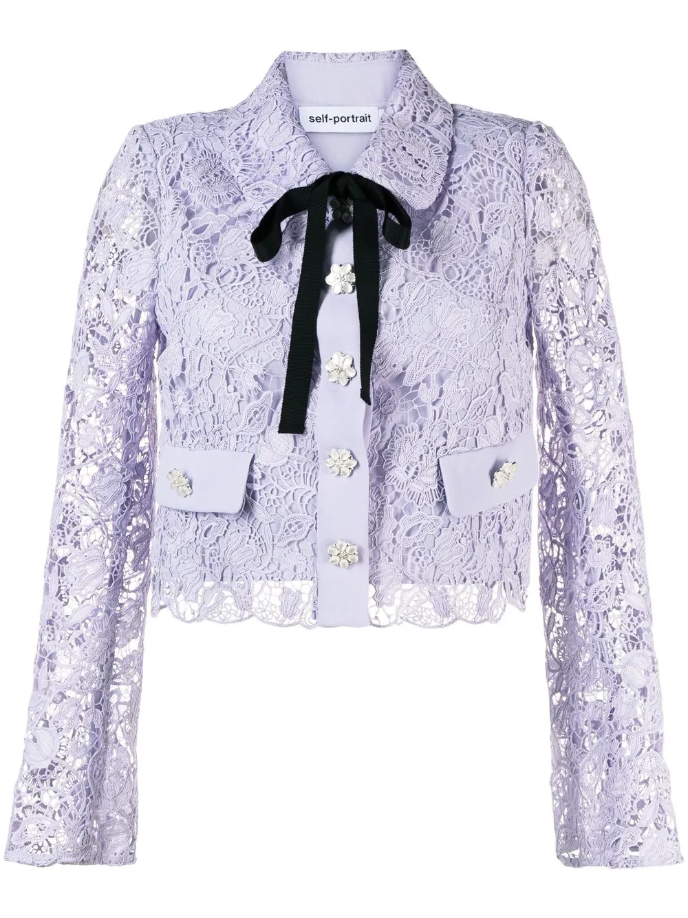 

Self-Portrait button-up lace top - Purple